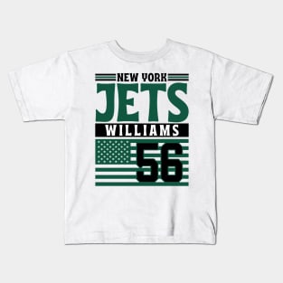 New York Jets Williams 56 American Flag Football Kids T-Shirt